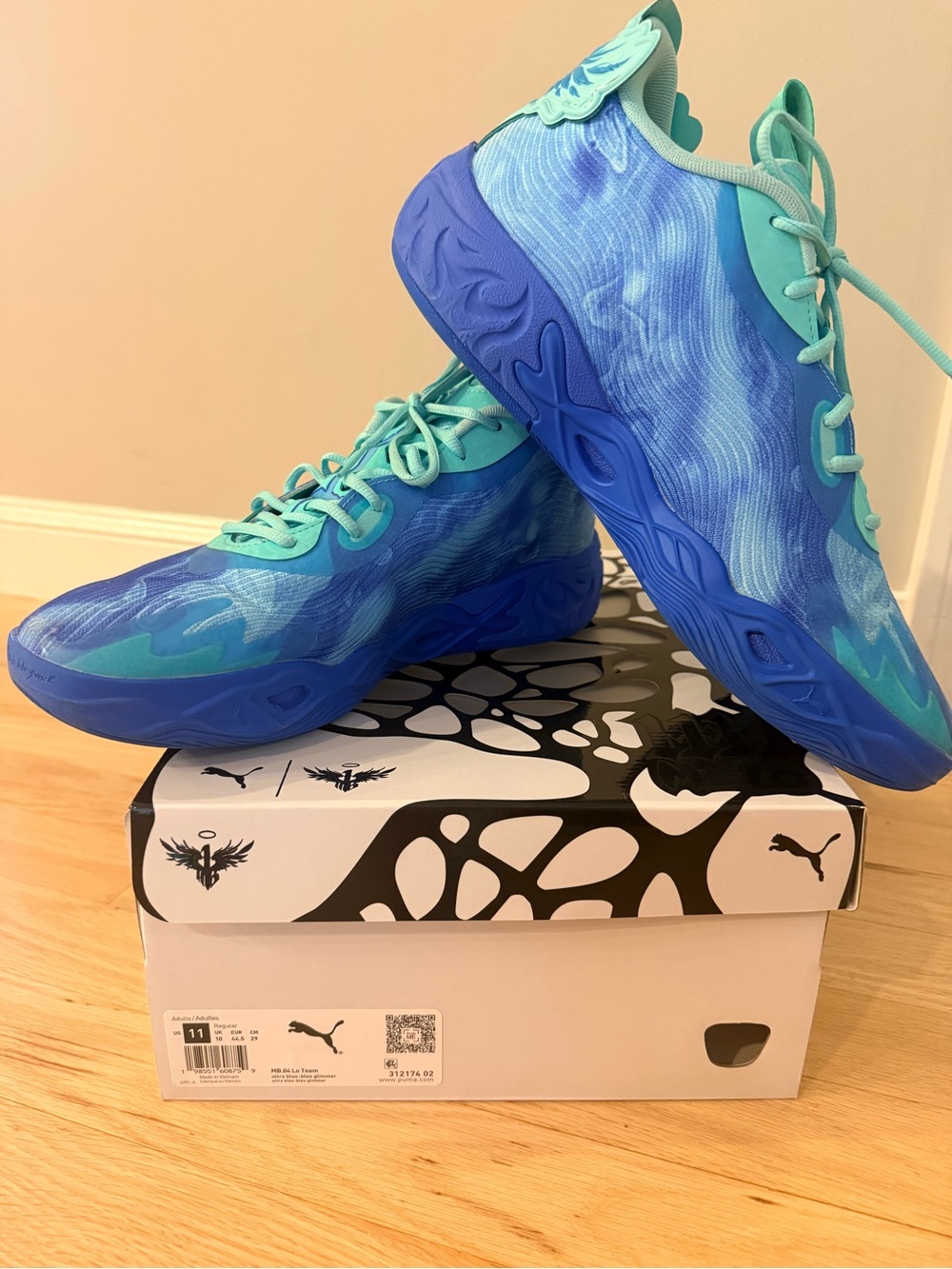 PUMA LaMelo Ball MB.04 Lo Team Blue Teal Basketball Shoes Men’s 11